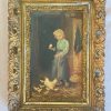 Huile sur Toile du XIXe Siècle – Scène de Genre Rurale dans l'Esprit d'Albert Anker