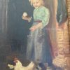 Huile sur Toile du XIXe Siècle – Scène de Genre Rurale dans l'Esprit d'Albert Anker