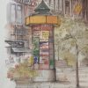 Tableau aquarelle Le Perron signé Mads Stage