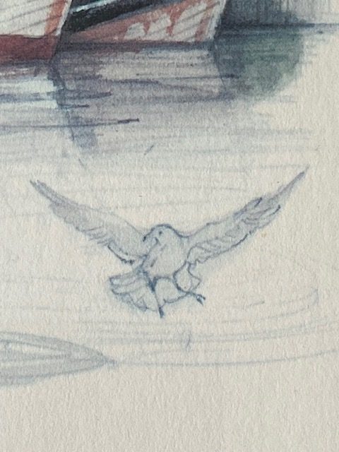 Tableau aquarelle signé Mads Stage