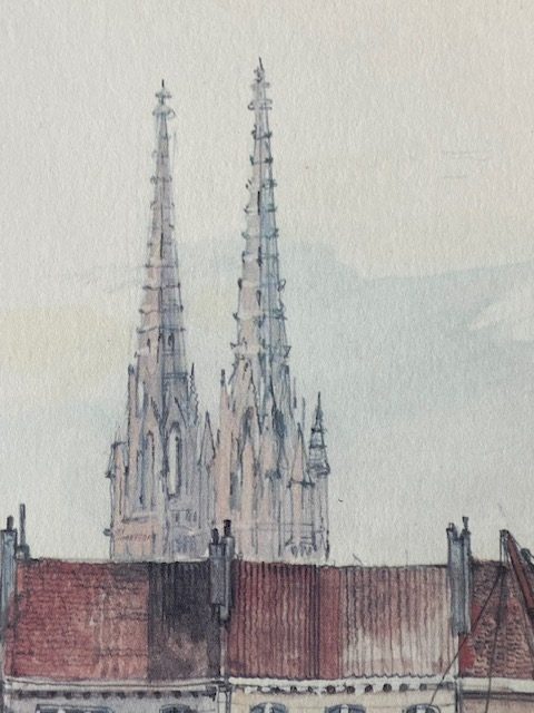 Tableau aquarelle signé Mads Stage