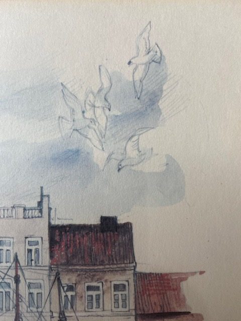 Tableau aquarelle signé Mads Stage